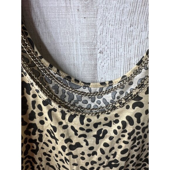Kardashian Kollection XS Leopard Print Beaded & Chain Embellished Tank Top - Picture 3 of 7